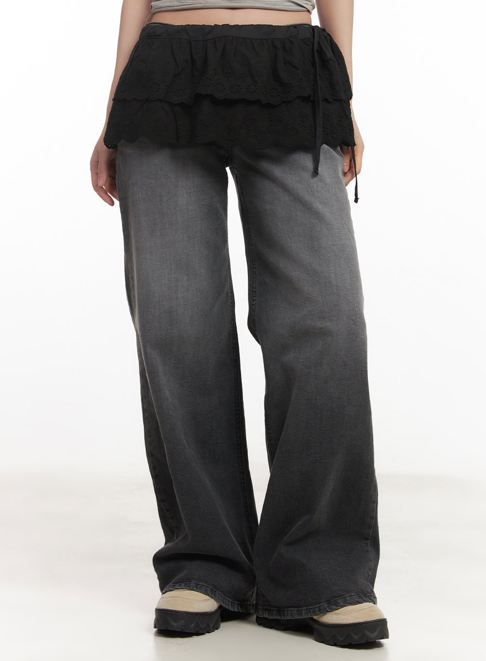 Lace Trim Wrap Mini Skirt CM528