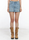 High-Waist Denim Mini Skirt CL525