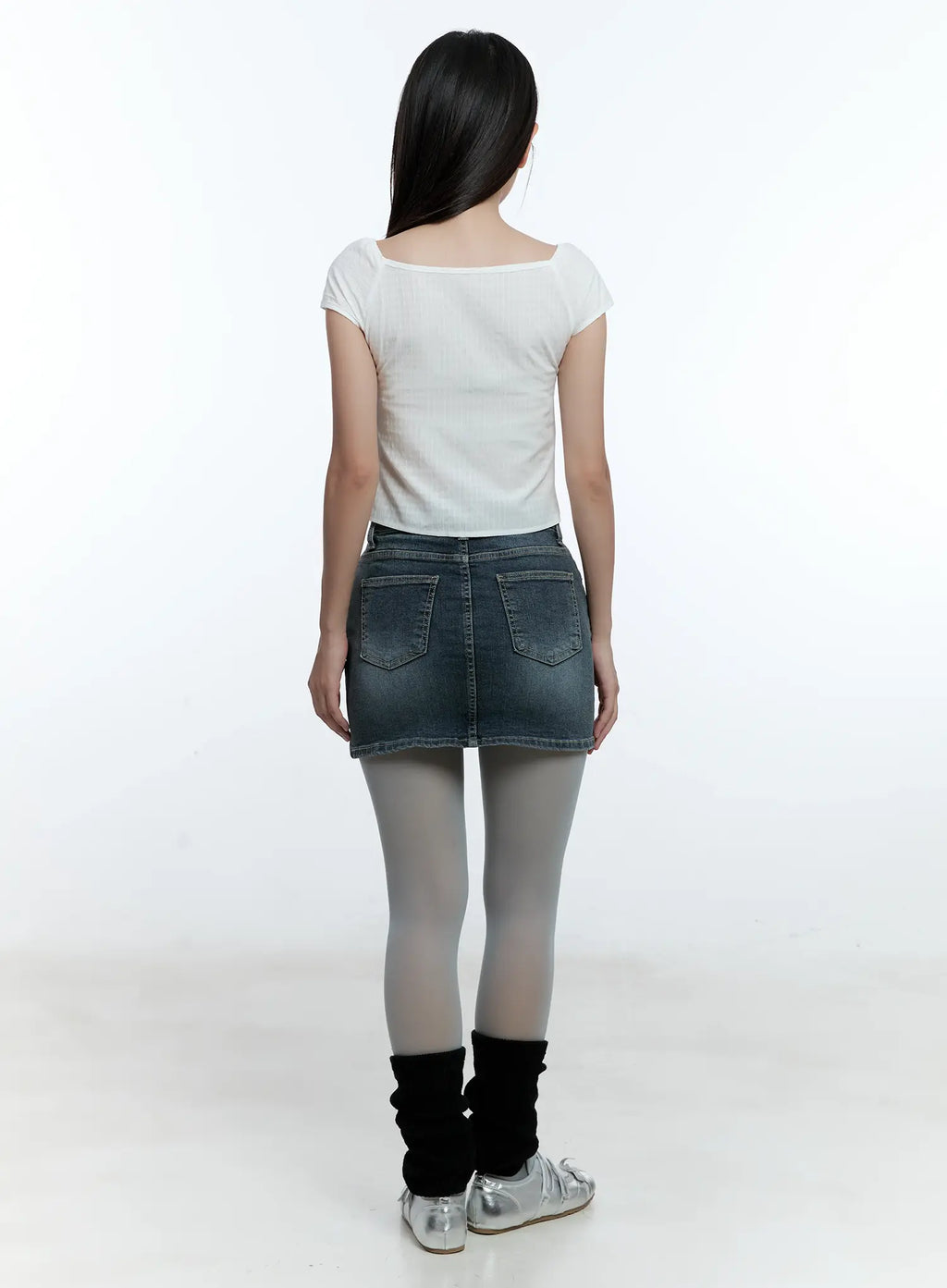 Denim Mini Skirt with Hip Pads CU527